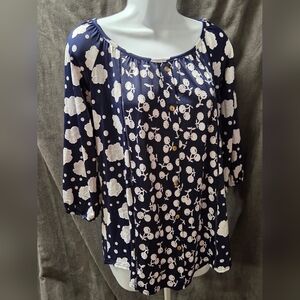 Siren Lily Navy and White Floral Blouse